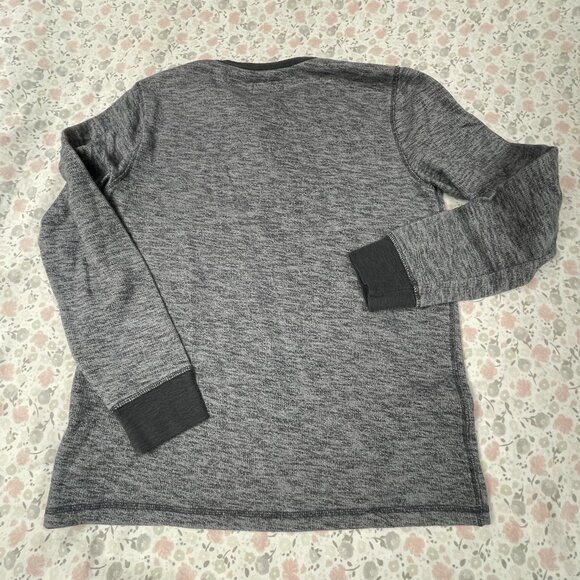 Old Navy Men's Medium Gray w Black Trim, Thick, Long Sleeve Shirt / Henley - Picture 7 of 11
